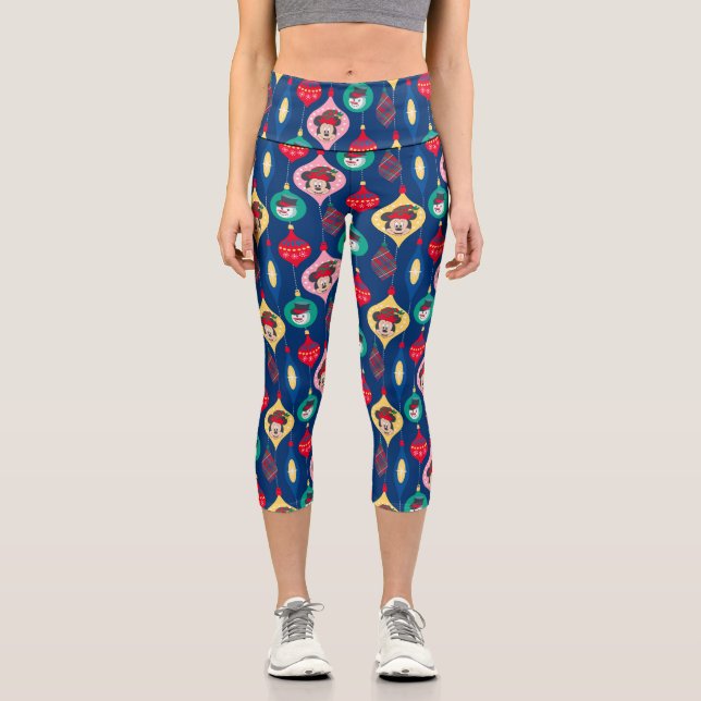 Mickey & Friends | Christmas Ornament Pattern Capri Leggings (Front)