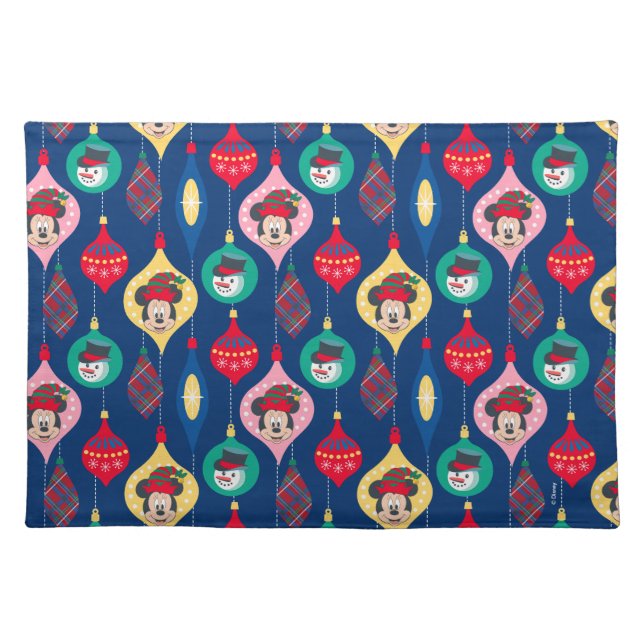 Mickey & Friends | Christmas Ornament Pattern Cloth Placemat (Front)