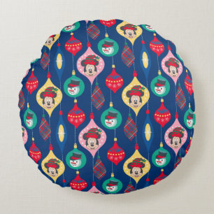 Mickey & Friends Christmas Ornament Pattern Round Pillow