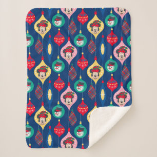 Mickey & Friends   Christmas Ornament Pattern Sherpa Blanket