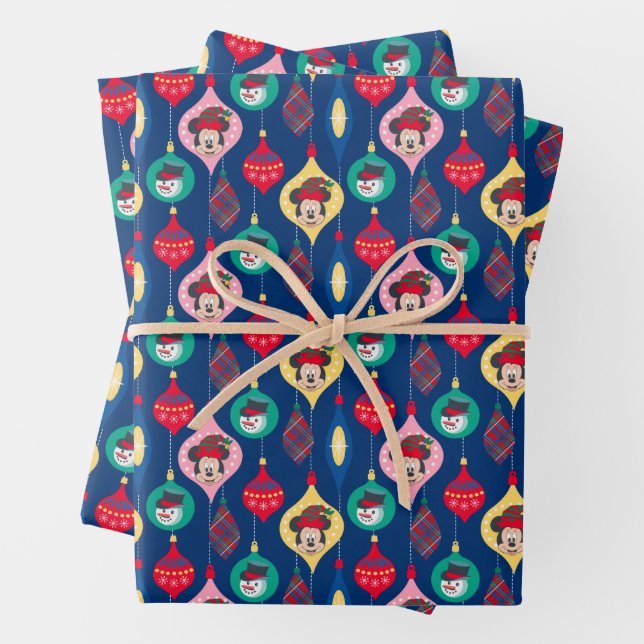 Mickey & Friends | Christmas Ornament Pattern Wrapping Paper Sheets (In situ)