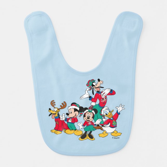 Mickey & Friends | Christmas Outfits Baby Bib (Front)