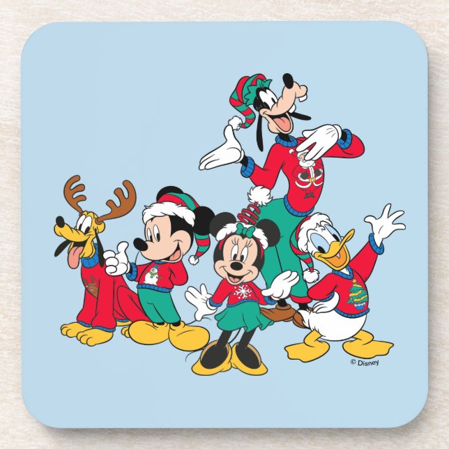 Mickey & Friends | Christmas Outfits Beverage Coaster (Front)
