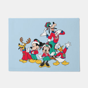 Mickey & Friends Christmas Outfits Doormat