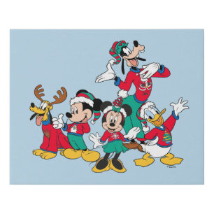 Mickey & Friends   Christmas Outfits Faux Canvas Print