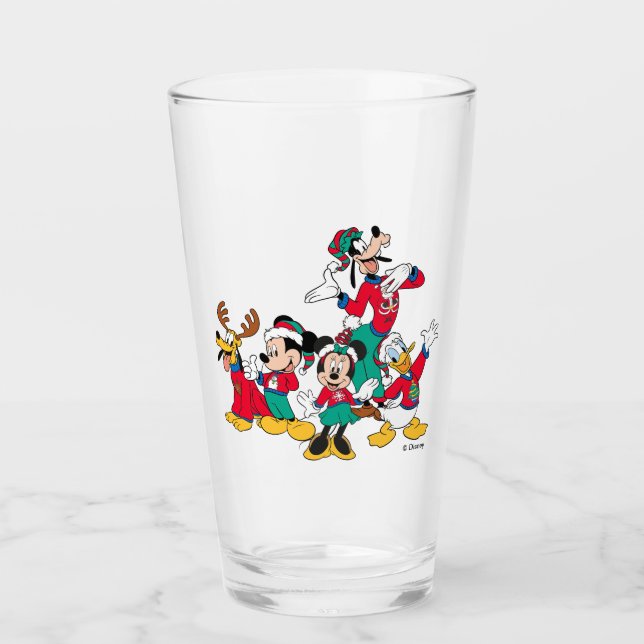 Mickey & Friends | Christmas Outfits Glass (Front)