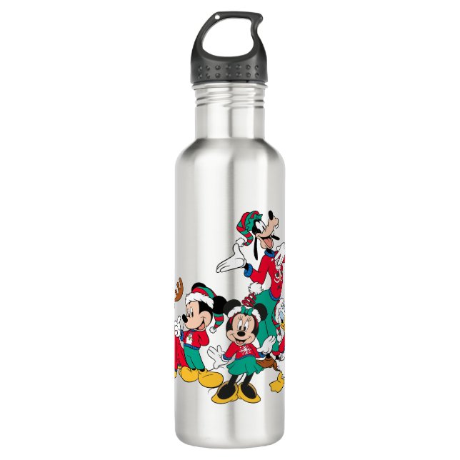 Mickey & Friends | Christmas Outfits Stainless Steel Water Bottle (Front)