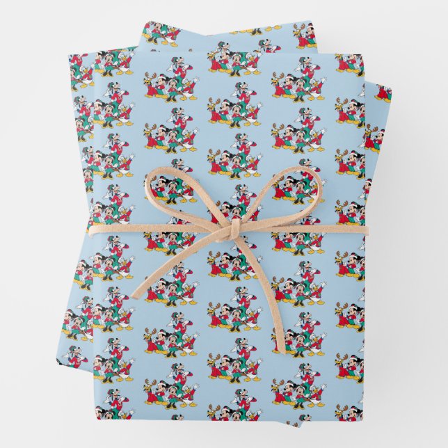 Mickey & Friends | Christmas Outfits Wrapping Paper Sheets (In situ)