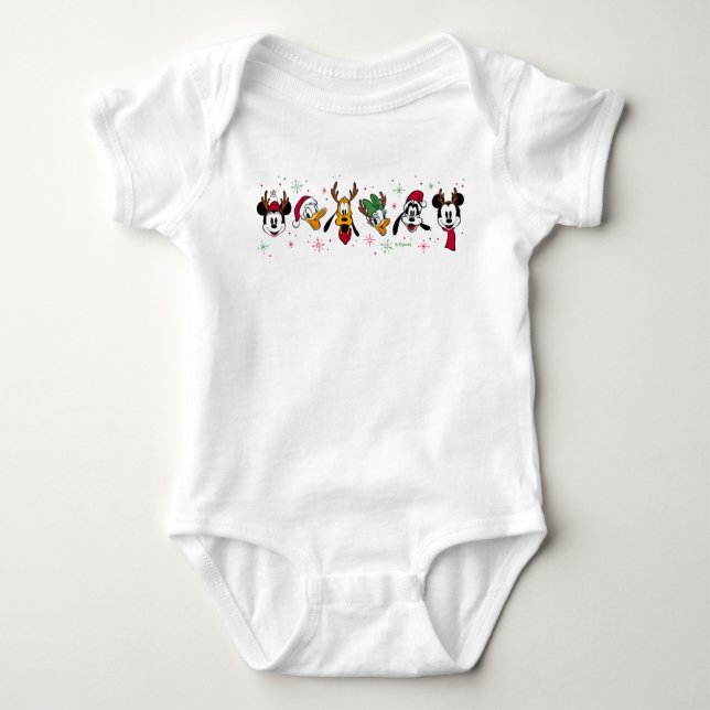Mickey & Friends Christmas Snowflakes Baby Bodysuit (Front)