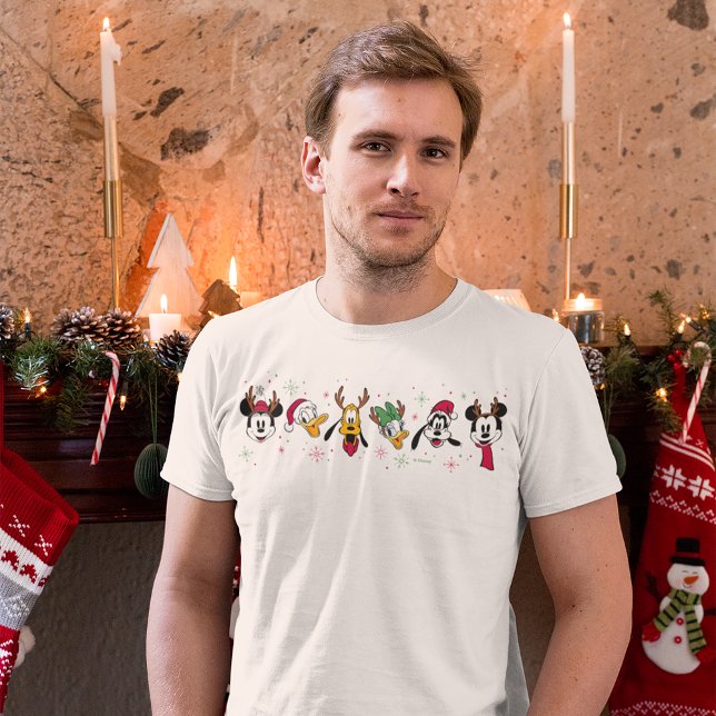Mickey & Friends Christmas Snowflakes T-Shirt (Person wearing tshirt)