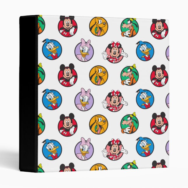 Mickey & Friends Classic Circles Pattern 3 Ring Binder (Front/Spine)