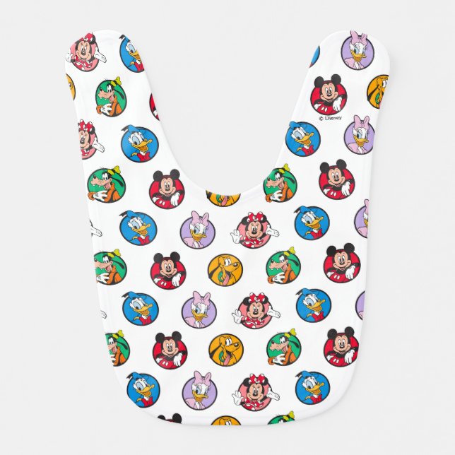 Mickey & Friends Classic Circles Pattern Baby Bib (Front)