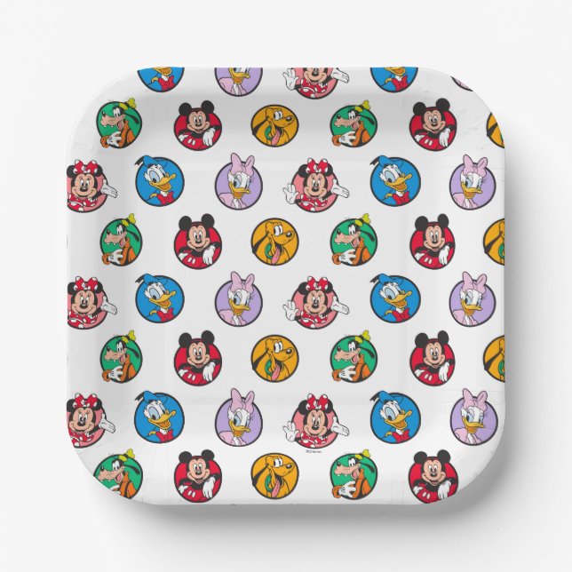 Mickey & Friends Classic Circles Pattern Paper Plates (Front)