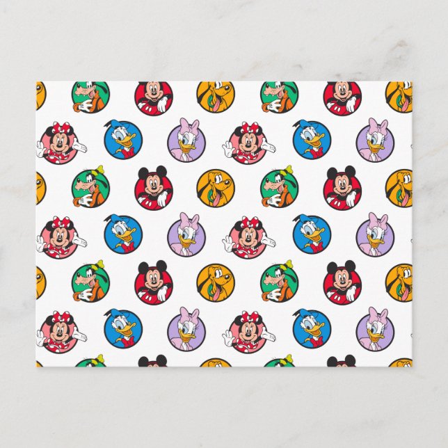 Mickey & Friends Classic Circles Pattern Postcard (Front)