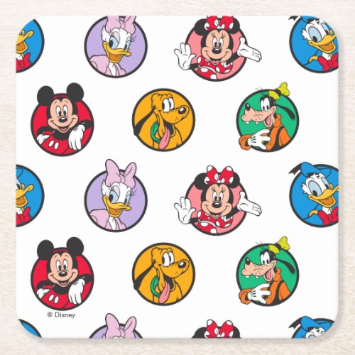 Mickey & Friends Classic Circles Pattern Square Paper Coaster