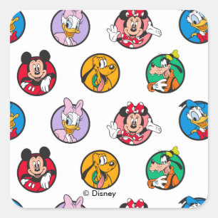 Mickey & Friends Classic Circles Pattern Square Sticker