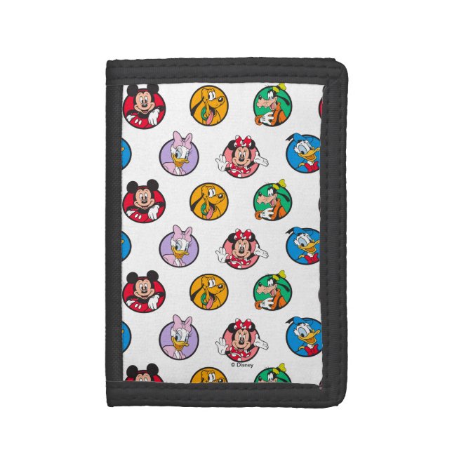 Mickey & Friends Classic Circles Pattern Tri-fold Wallet (Front Vertical)