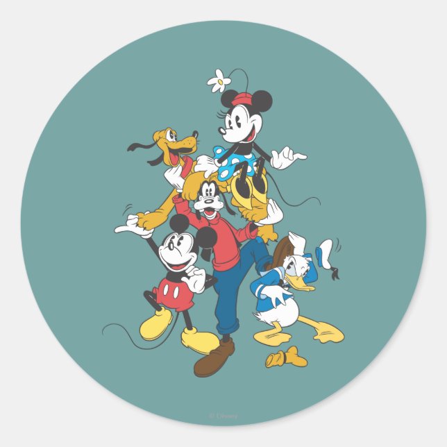 Mickey & Friends | Classic Group Round Sticker (Front)