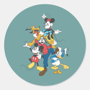 Mickey & Friends   Classic Group Round Sticker