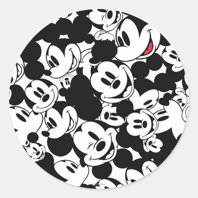 Mickey & Friends | Classic Mickey Pattern Round Sticker (Front)