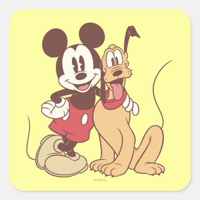 Mickey & Friends | Classic Mickey & Pluto Square Sticker (Front)
