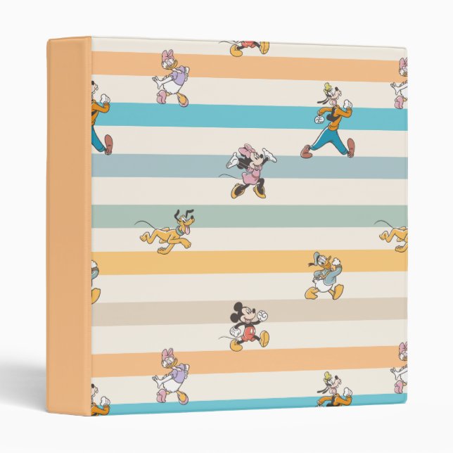 Mickey & Friends Classic Multi-Stripe Pattern 3 Ring Binder (Front/Spine)