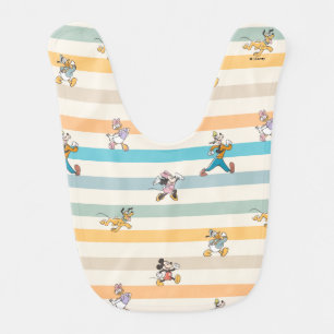 Mickey & Friends Classic Multi-Stripe Pattern Baby Bib