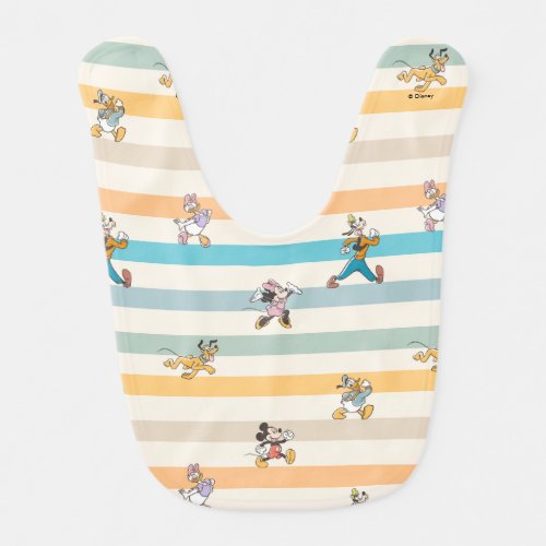 Mickey & Friends Classic Multi-Stripe Pattern Baby Bib