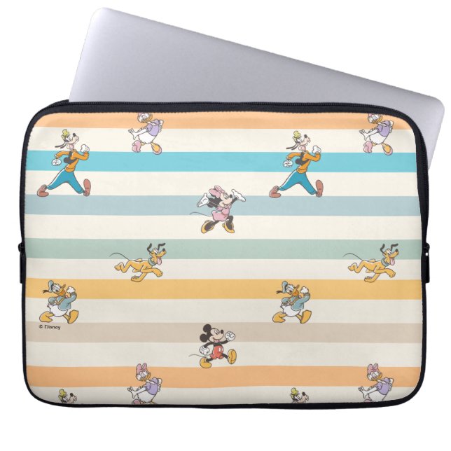 Mickey & Friends Classic Multi-Stripe Pattern Laptop Sleeve (Front)