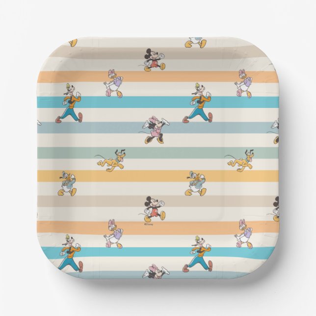Mickey & Friends Classic Multi-Stripe Pattern Paper Plates (Front)