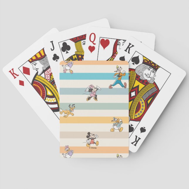 Mickey & Friends Classic Multi-Stripe Pattern Poker Cards (Back)
