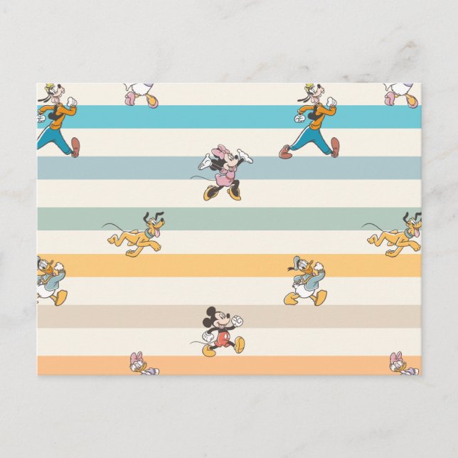 Mickey & Friends Classic Multi-Stripe Pattern Postcard (Front)