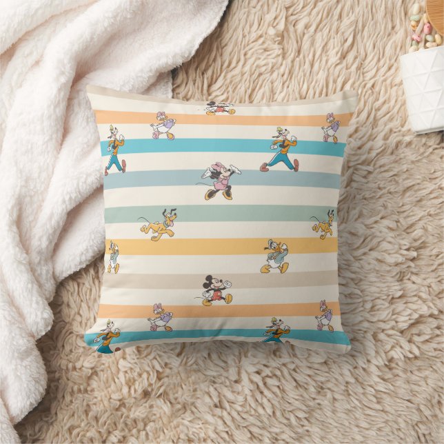 Mickey & Friends Classic Multi-Stripe Pattern Throw Pillow (Blanket)