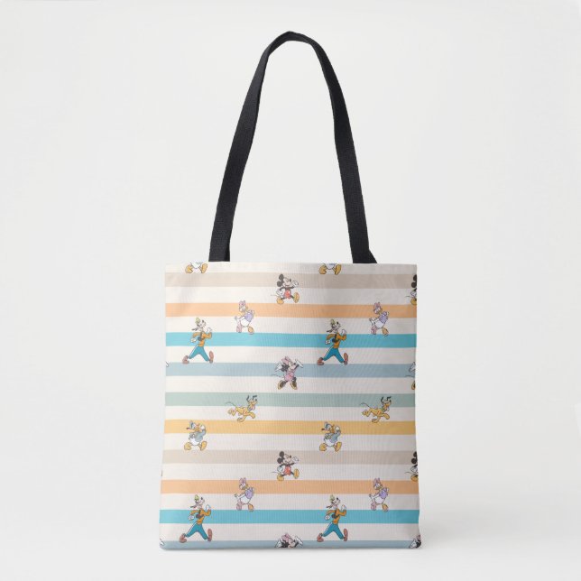 Mickey & Friends Classic Multi-Stripe Pattern Tote Bag (Front)