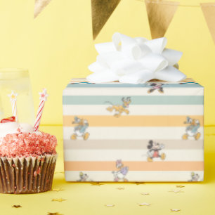 Mickey & Friends Classic Multi-Stripe Pattern Wrapping Paper
