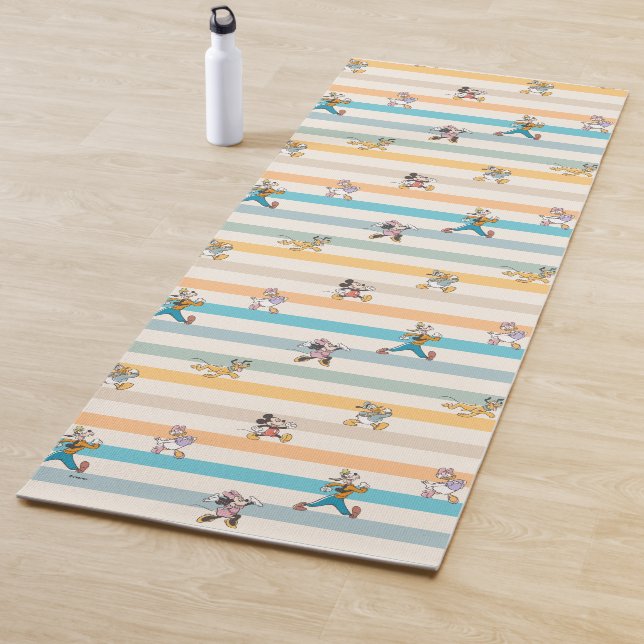 Mickey & Friends Classic Multi-Stripe Pattern Yoga Mat (In Situ)