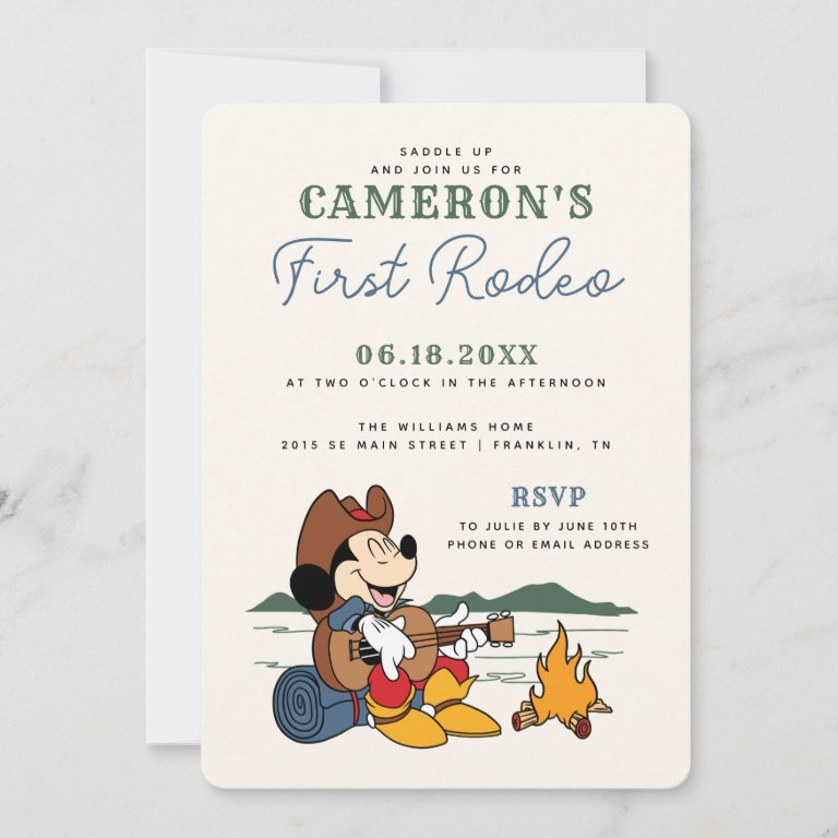 Mickey &amp; Friends | Cowboy Rodeo Birthday                    Invitation