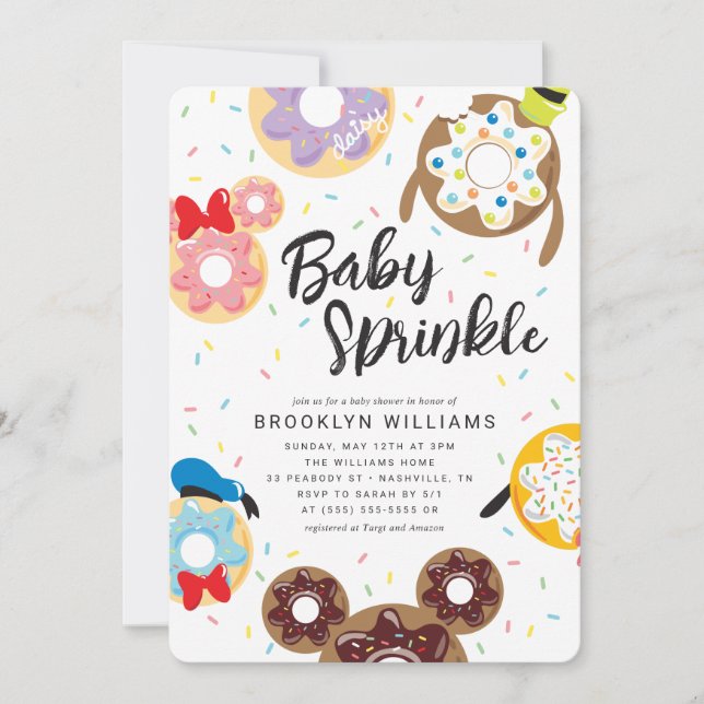 Mickey & Friends Donut Baby Sprinkle - Baby Shower Invitation (Front)