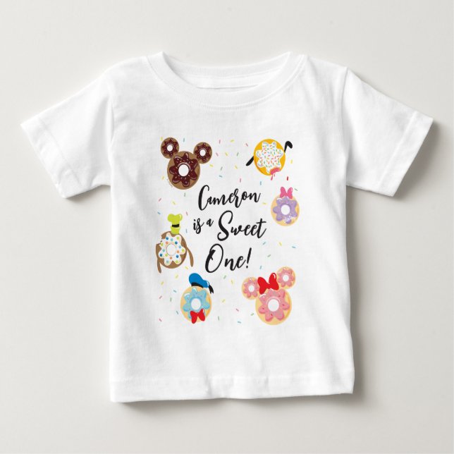  Mickey & Friends Donut Sweet One - First Birthday Baby T-Shirt (Front)