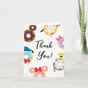 Mickey & Friends Donut Sweet One - First Birthday Letterpress Thank You Card