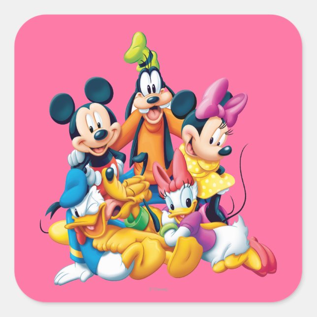 Mickey & Friends | Fab Five Square Sticker (Front)
