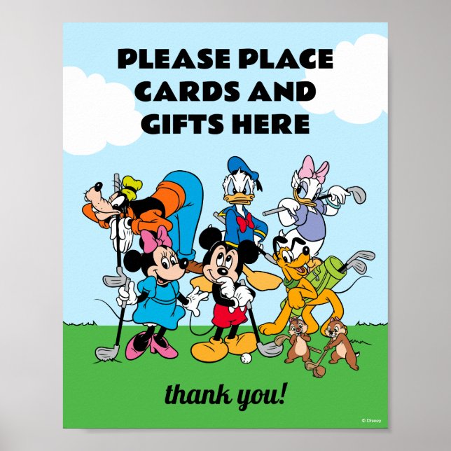 Mickey & Friends Golf Birthday Cards & Gifts Poster (Front)