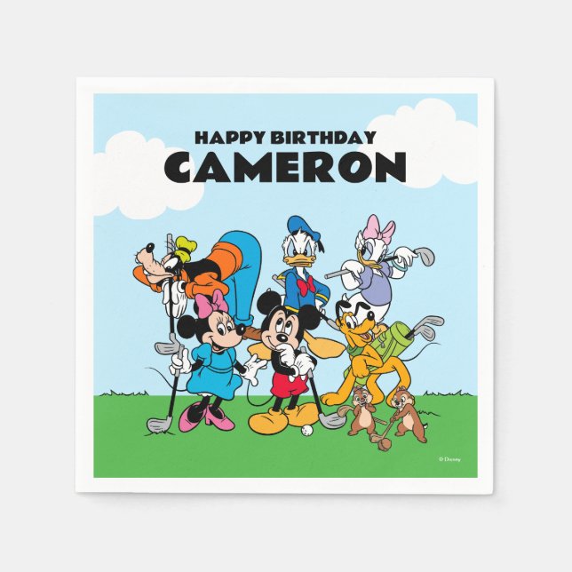 Mickey & Friends Golf Birthday Napkins (Front)