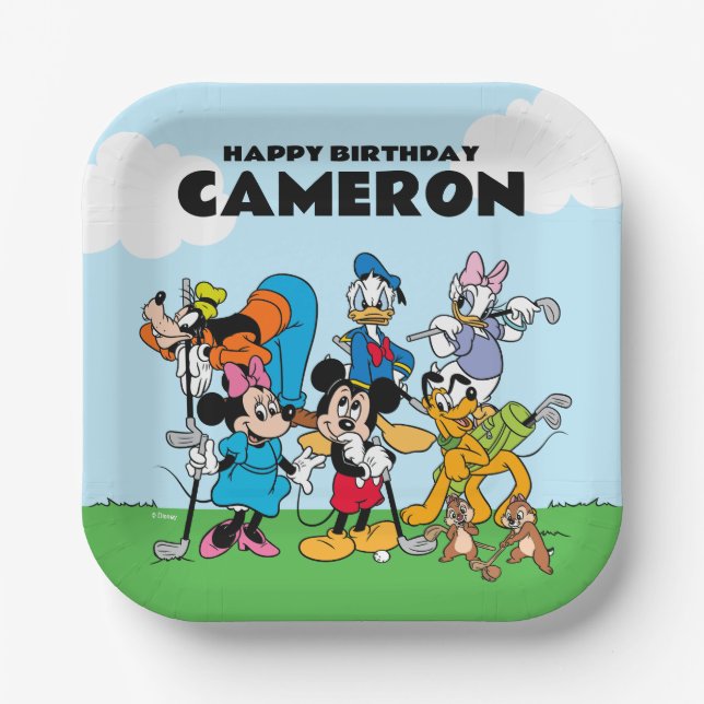 Mickey & Friends Golf Birthday Paper Plates (Front)