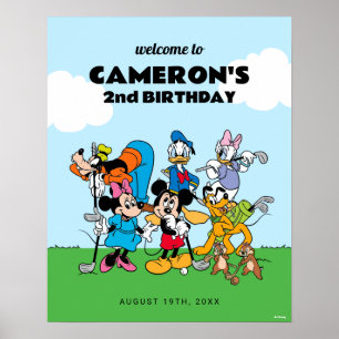 Mickey & Friends Golf Birthday Welcome Poster