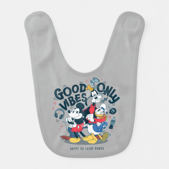 Mickey & Friends | Good Vibes Only Baby Bib (Front)
