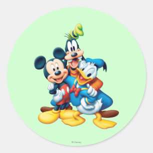 Mickey & Friends   Group Hug Classic Round Sticker