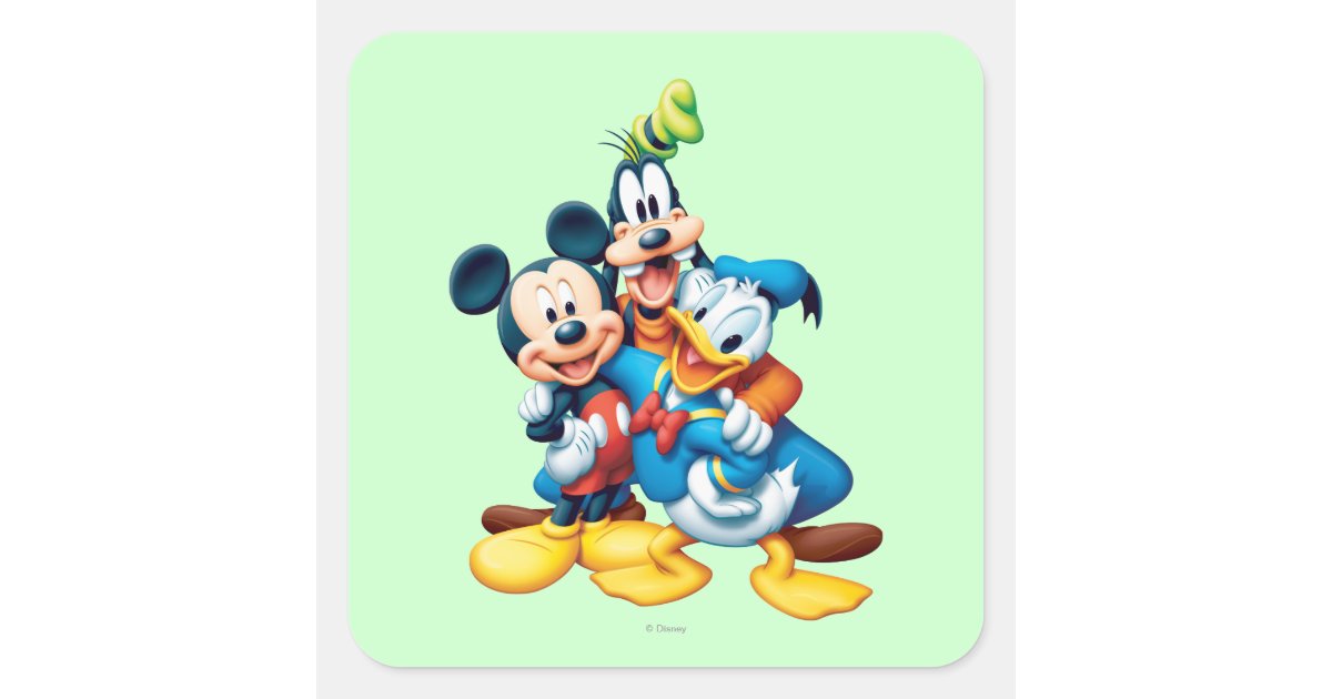 Mickey & Friends | Group Hug Square Sticker | Zazzle