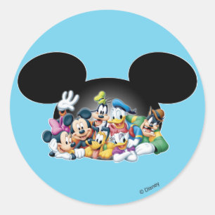 Mickey & Friends Group in Mickey Ears Classic Round Sticker