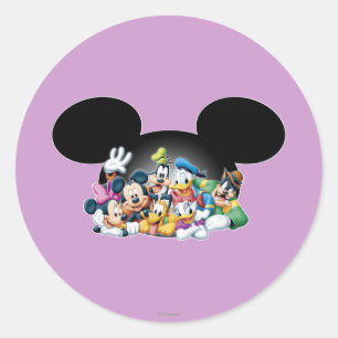 Mickey & Friends Group in Mickey Ears Classic Round Sticker